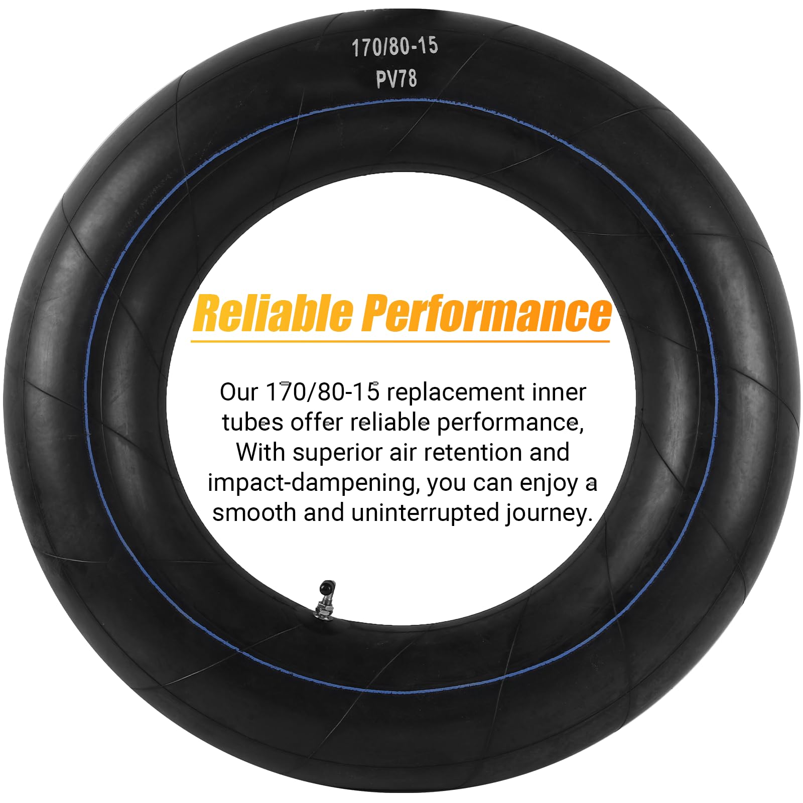 AR-PRO tube size scale next to ruler showing accurate 170/80-15 fit for correct replacement
