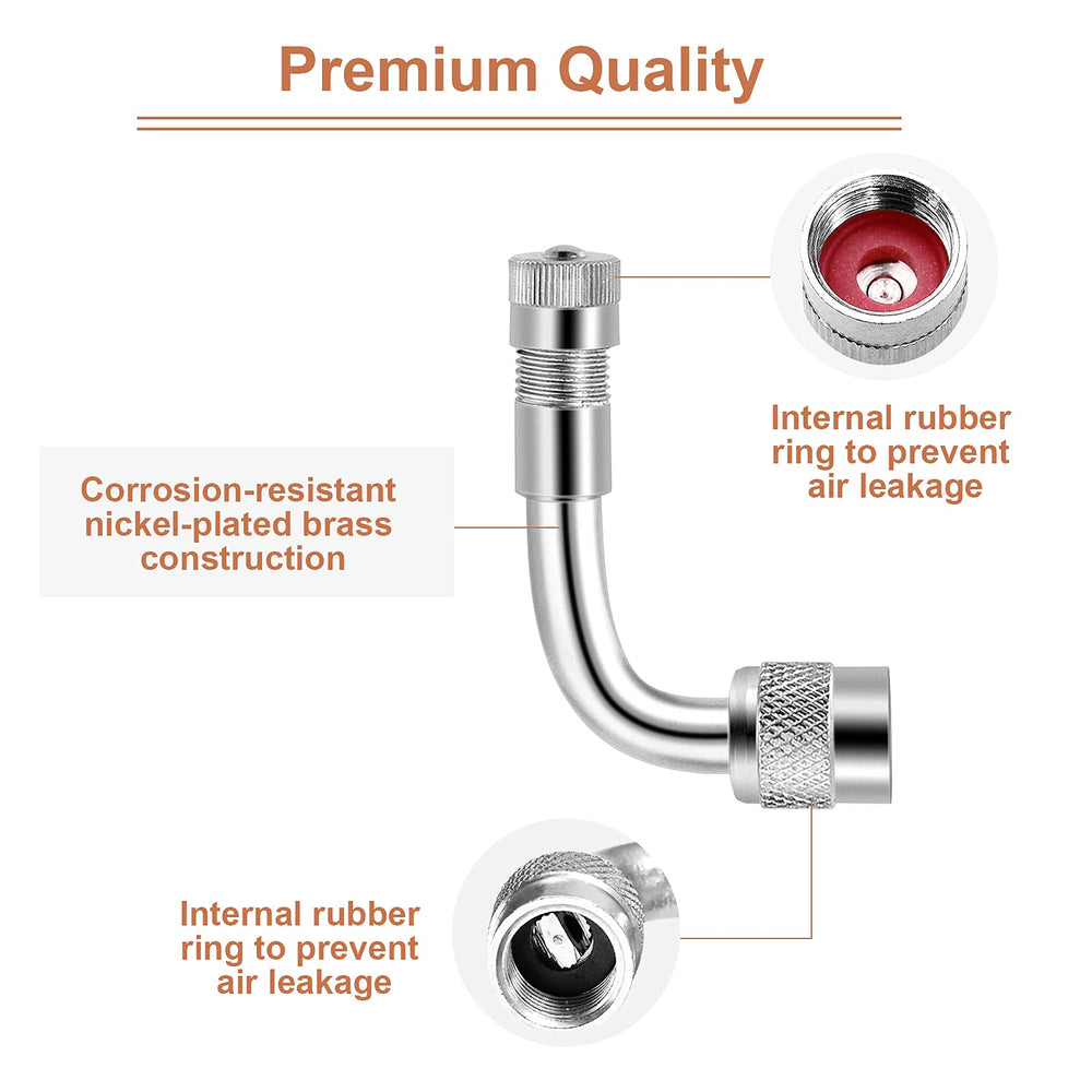 Aracey angled adaptor used with tire gauge, accurate pressure reading benefit