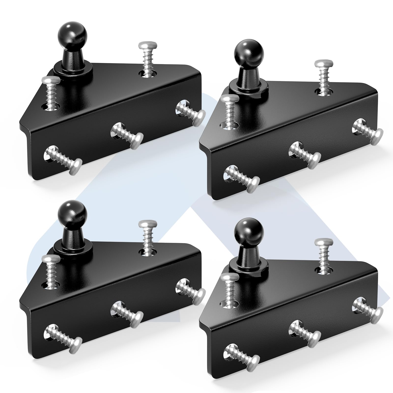 ARANA front view of four brackets with screws showing complete kit and quick install benefit