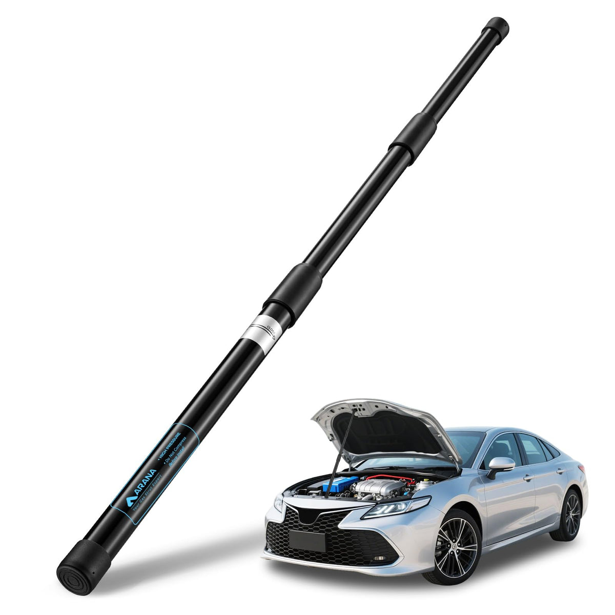 ARANA front view of telescoping rod packaged, shows compact convenience