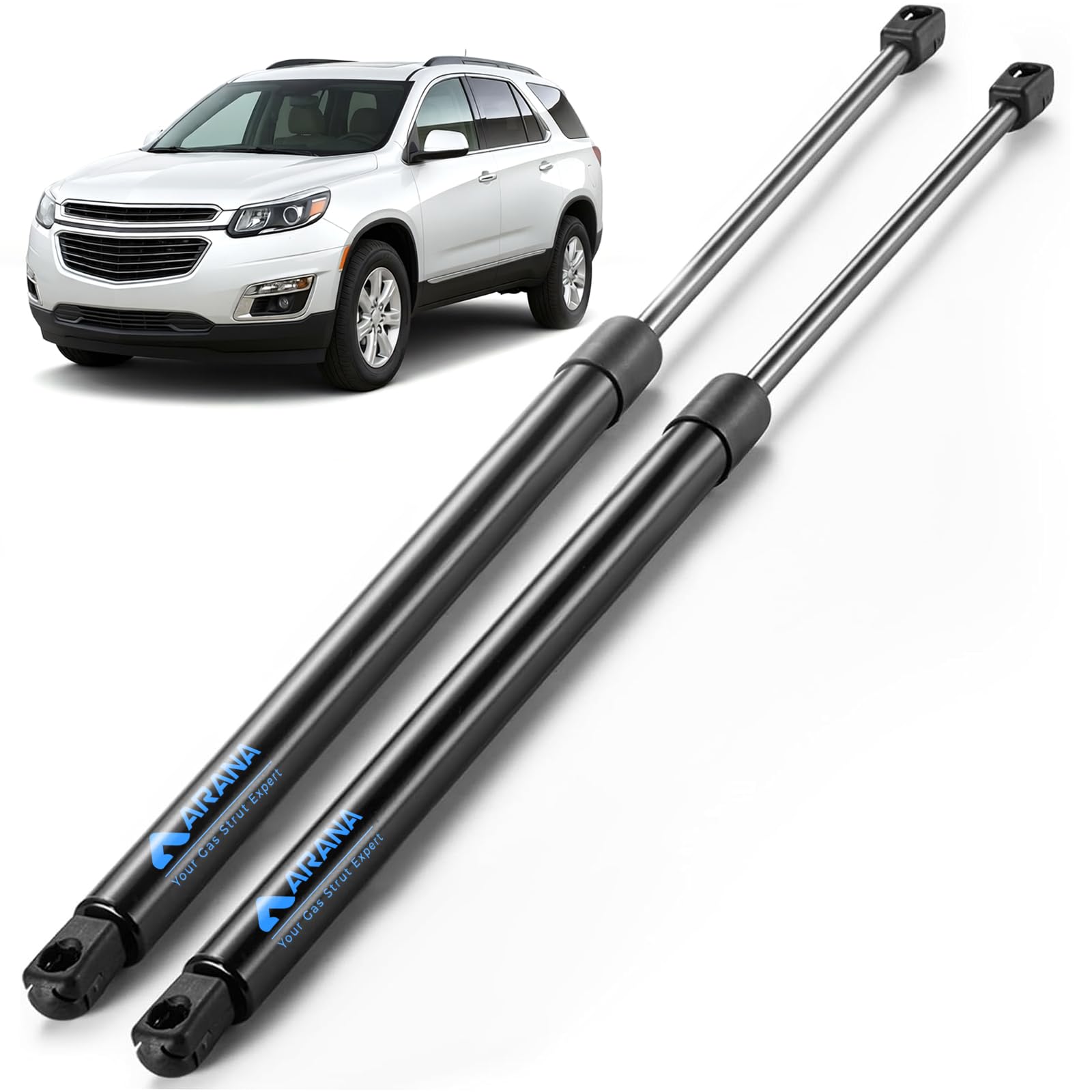 ARANA front packaging showing the two OEM-fit rear hatch struts and labels for quick identification and savings