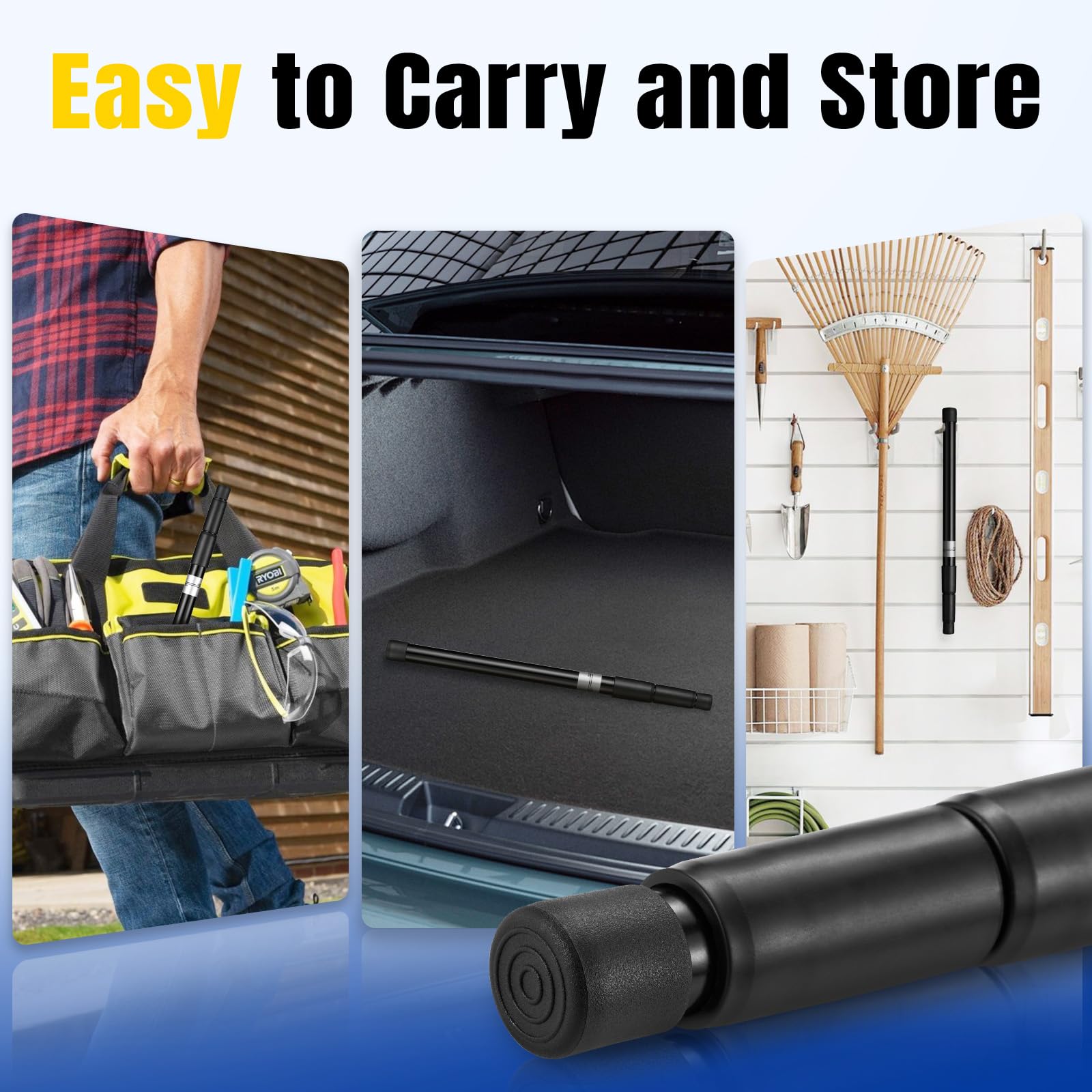 ARANA extended rod holding car hood open for hands-free work