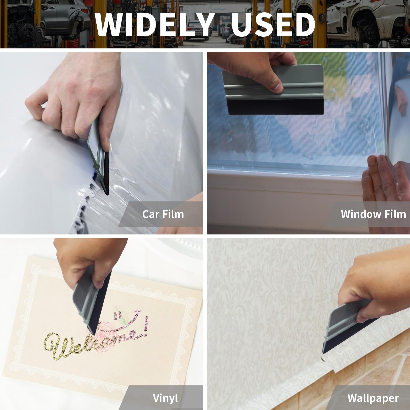 Arayker squeegee next to ruler showing 6-inch size for faster coverage