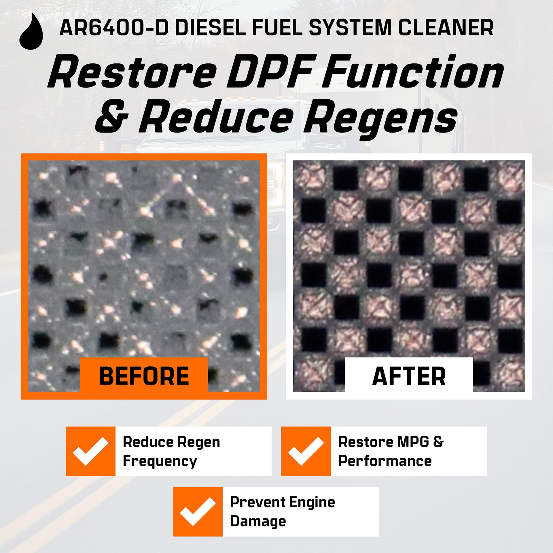 Archoil before and after injector spray comparison showing restored atomization
