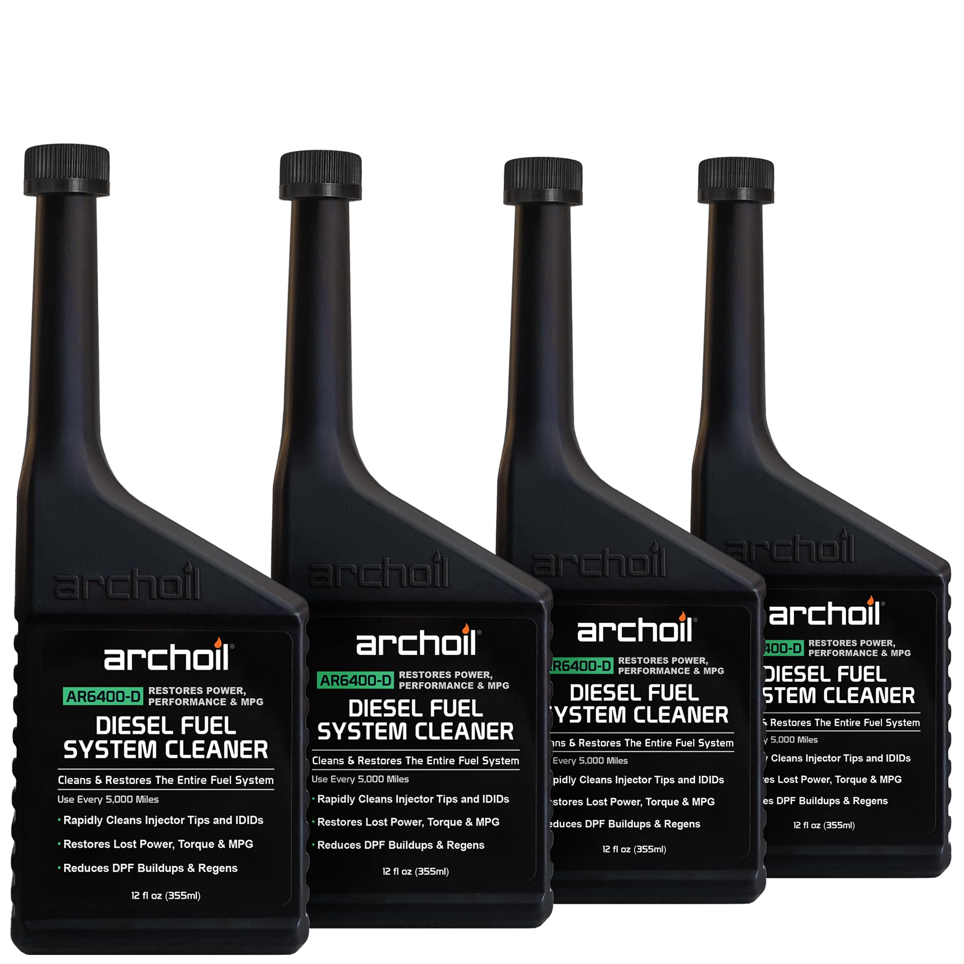 Archoil front packaging showing four-pack and quick performance benefits