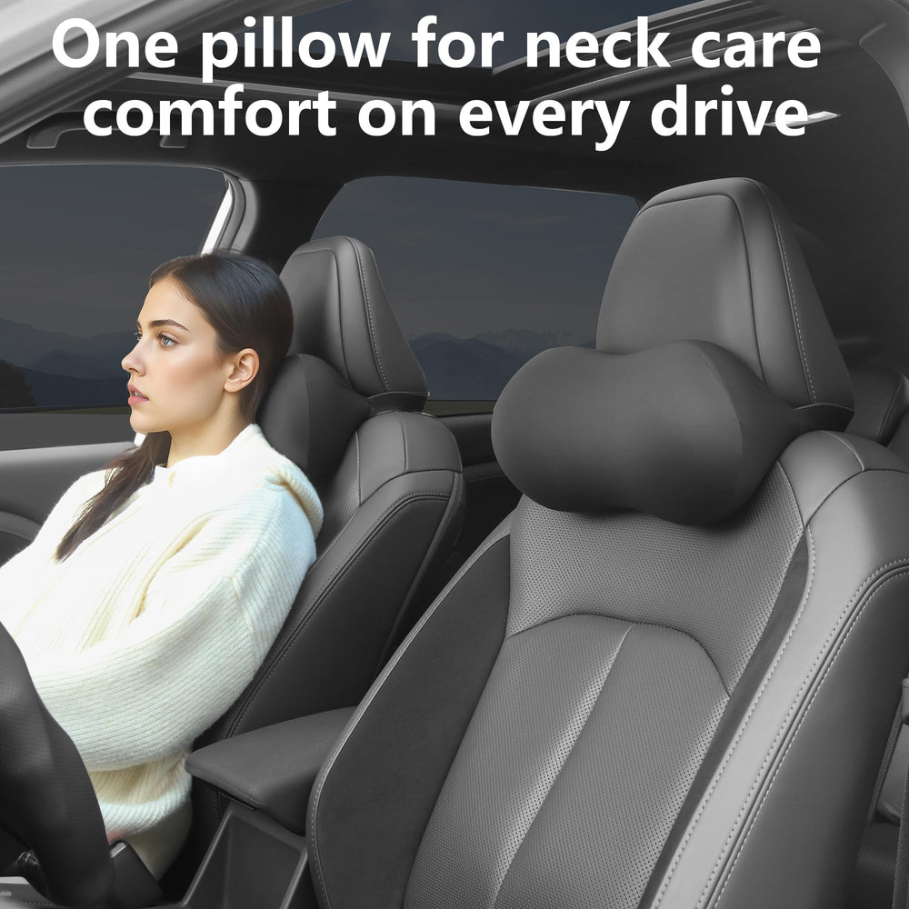 Arcoche on seat during road trip lifestyle scene offering relaxed neck support