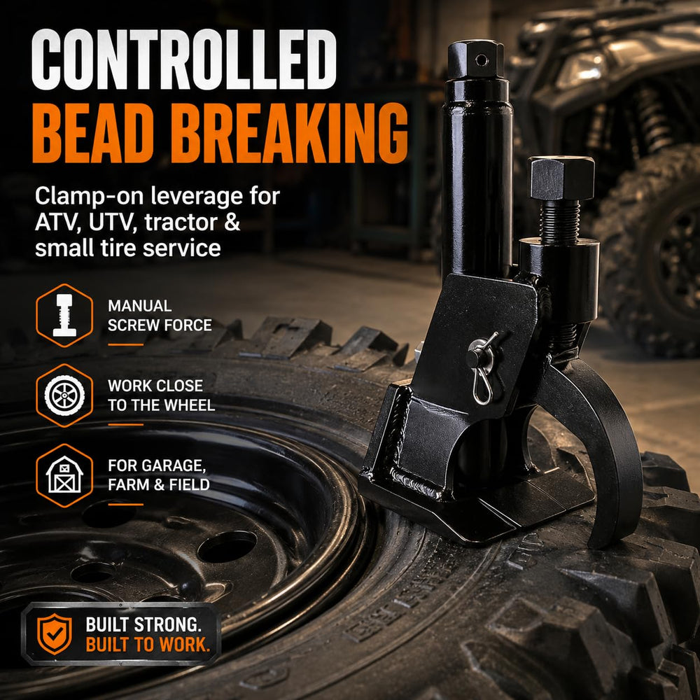 aremnry breaker foot closeup showing steel edge for accurate bead separation