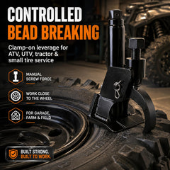 aremnry breaker foot closeup showing steel edge for accurate bead separation