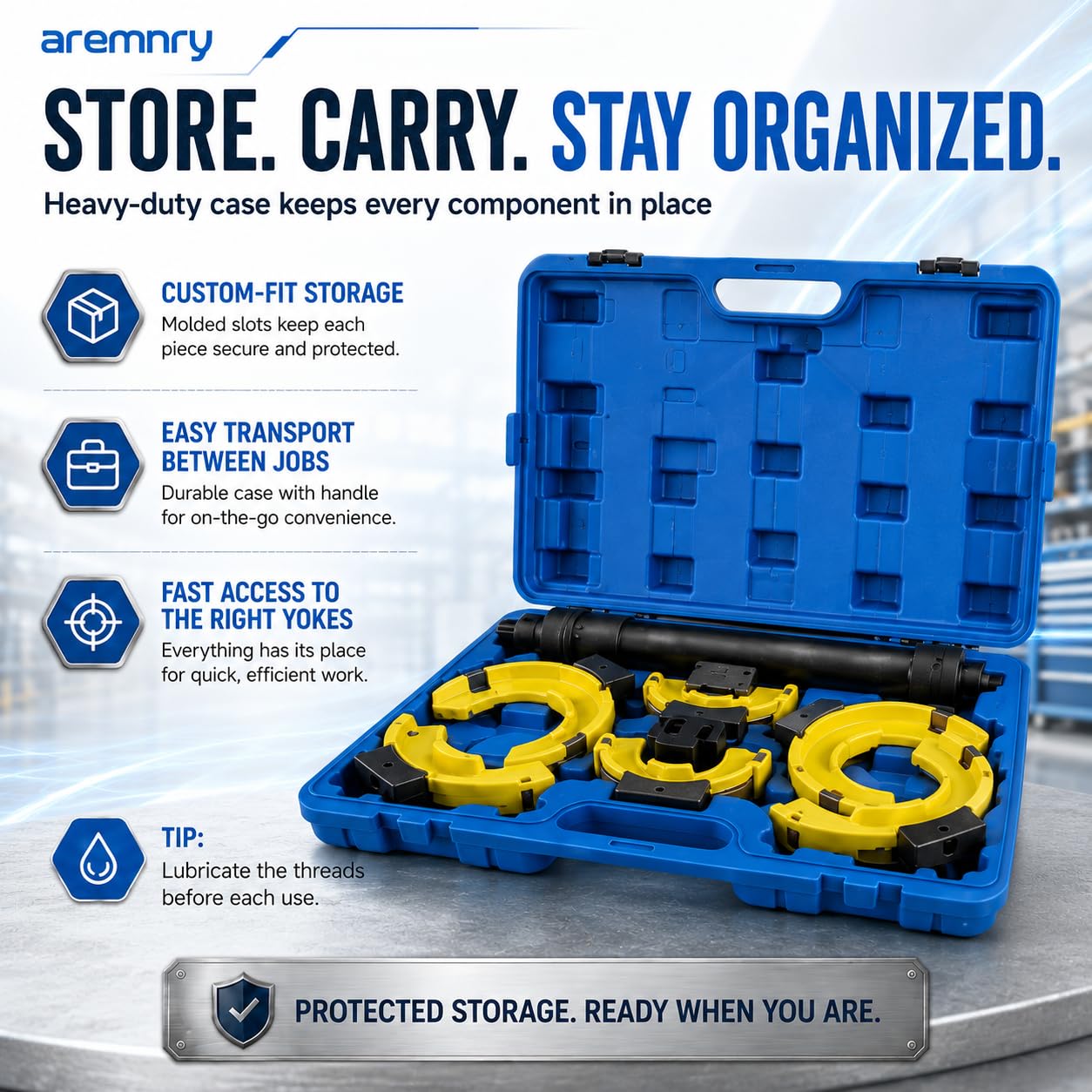 aremnry rugged carrying case with tools organized for easy portability