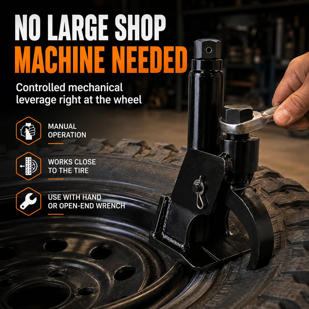aremnry mounted on a riding mower wheel for field and lawn equipment use