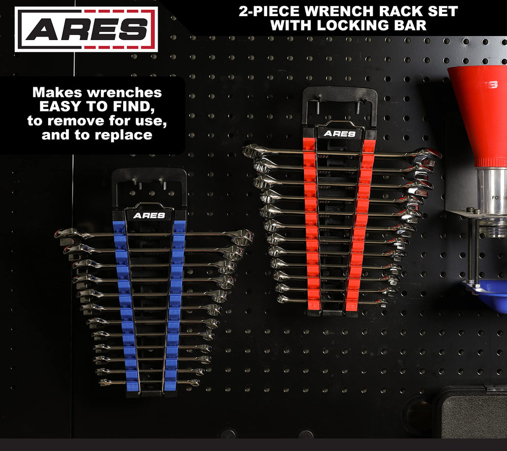 ARES SAE rack loaded with wrenches for quick size selection benefit