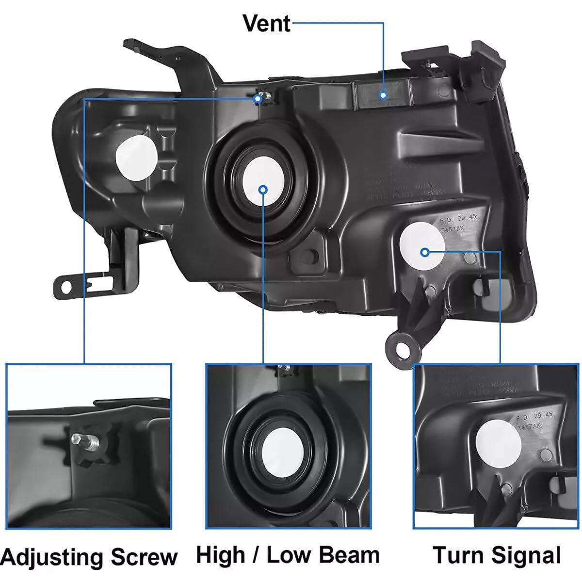 View of Aresparts H13 and 3457NA sockets demonstrating compatibility with stock bulbs