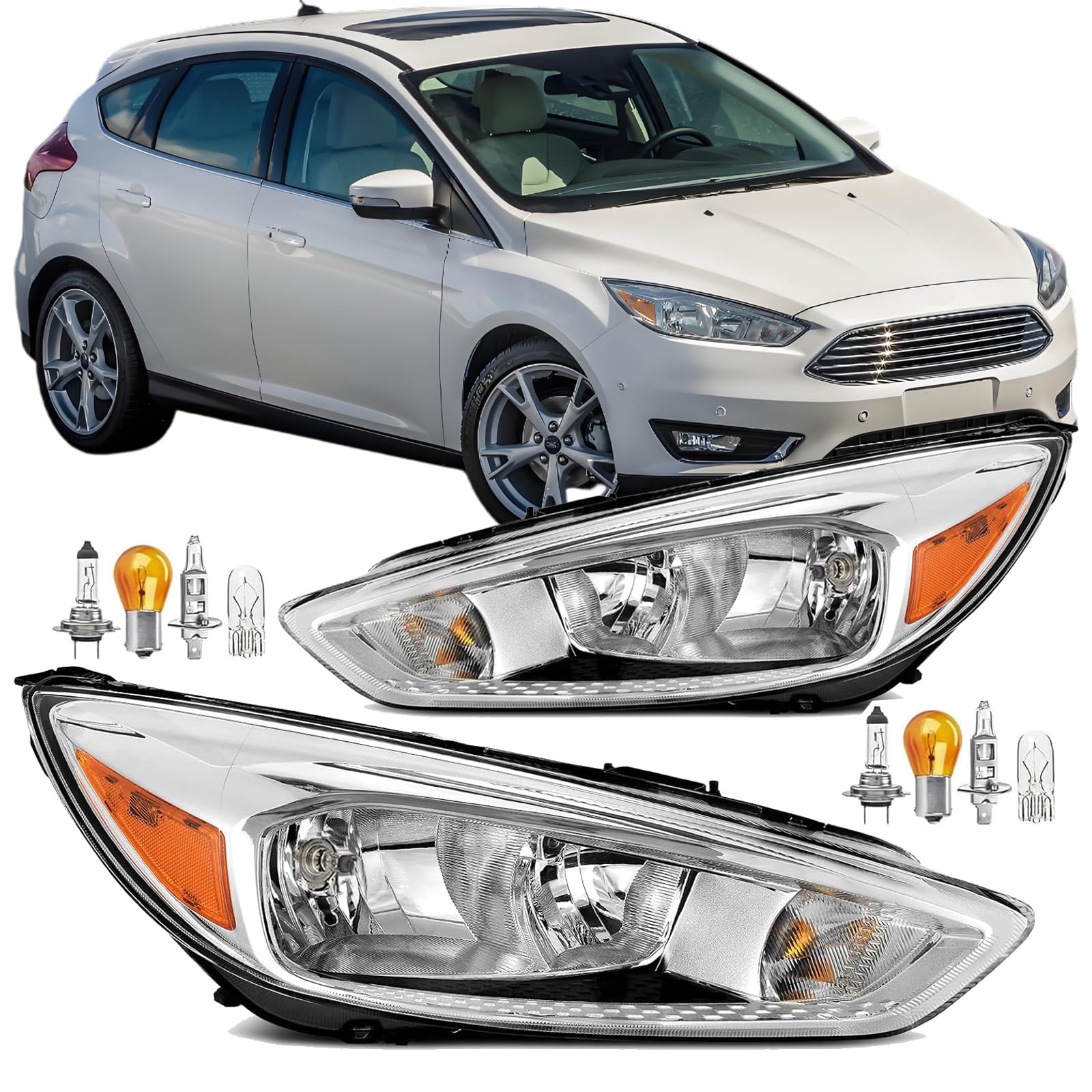 Aresparts front view headlight pair showing chrome housing and improved visibility