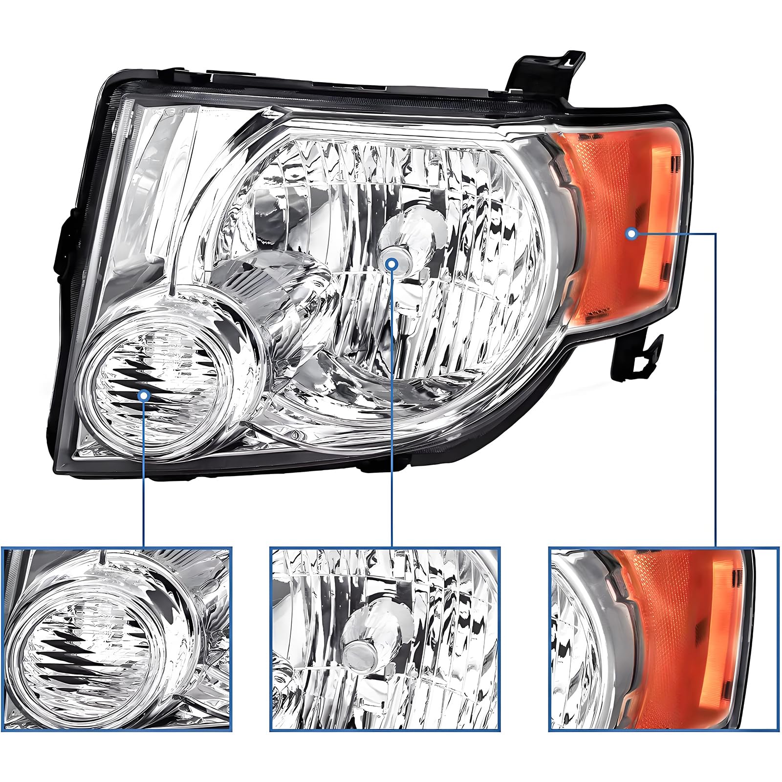 Detail of Aresparts headlight edge seal illustrating tight closure to reduce moisture