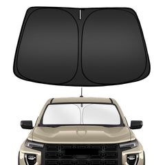 ARISMOTOR front view showing custom-cut fit for GMC Canyon windshield and easy placement