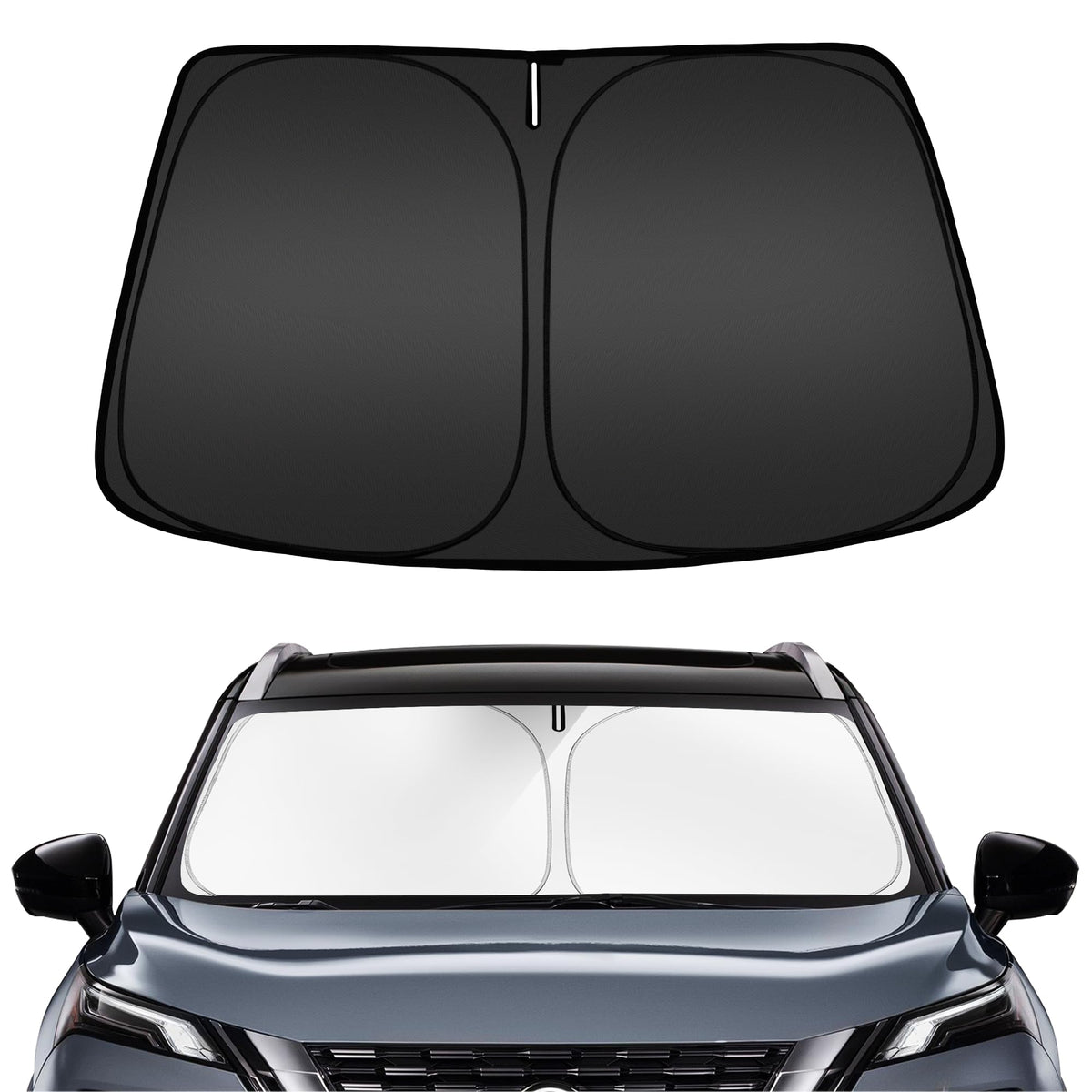 ARISMOTOR front packaging showing custom-fit shade protecting Rogue windshield