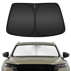 ARISMOTOR front view installed on Mazda CX-50 blocks sun and keeps cabin cool