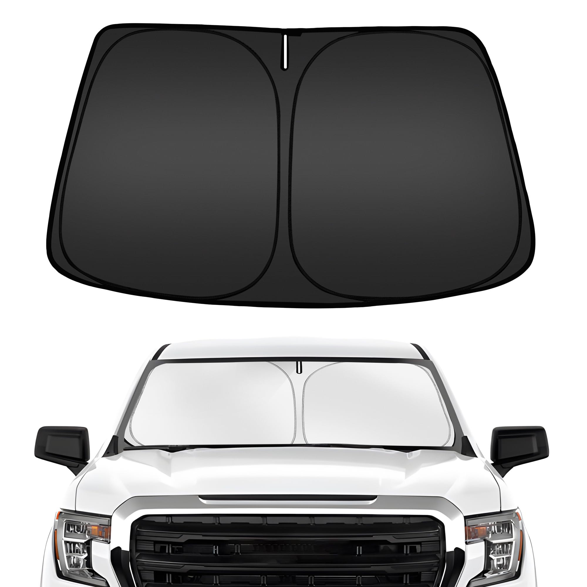 ARISMOTOR front view installed on Silverado windshield reduces cabin heat