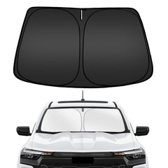 ARISMOTOR front view installed on Chevy Colorado, ensures full windshield coverage and sun protection
