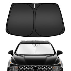 ARISMOTOR front view sunshade fitted to windshield showing full coverage and protection
