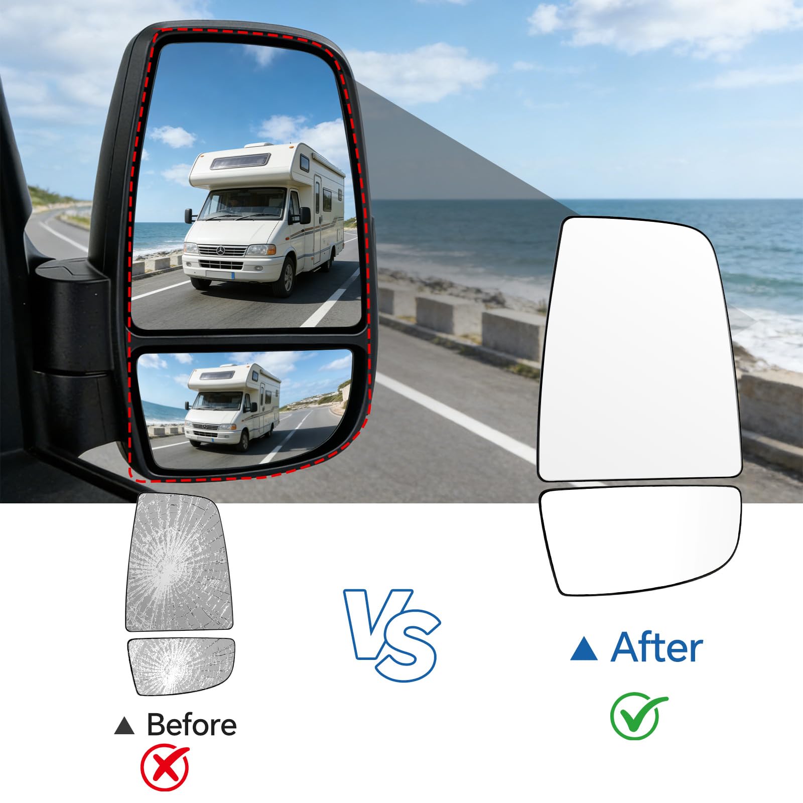 Aritoxy mirror held in hand to show size and easy DIY replacement advantage