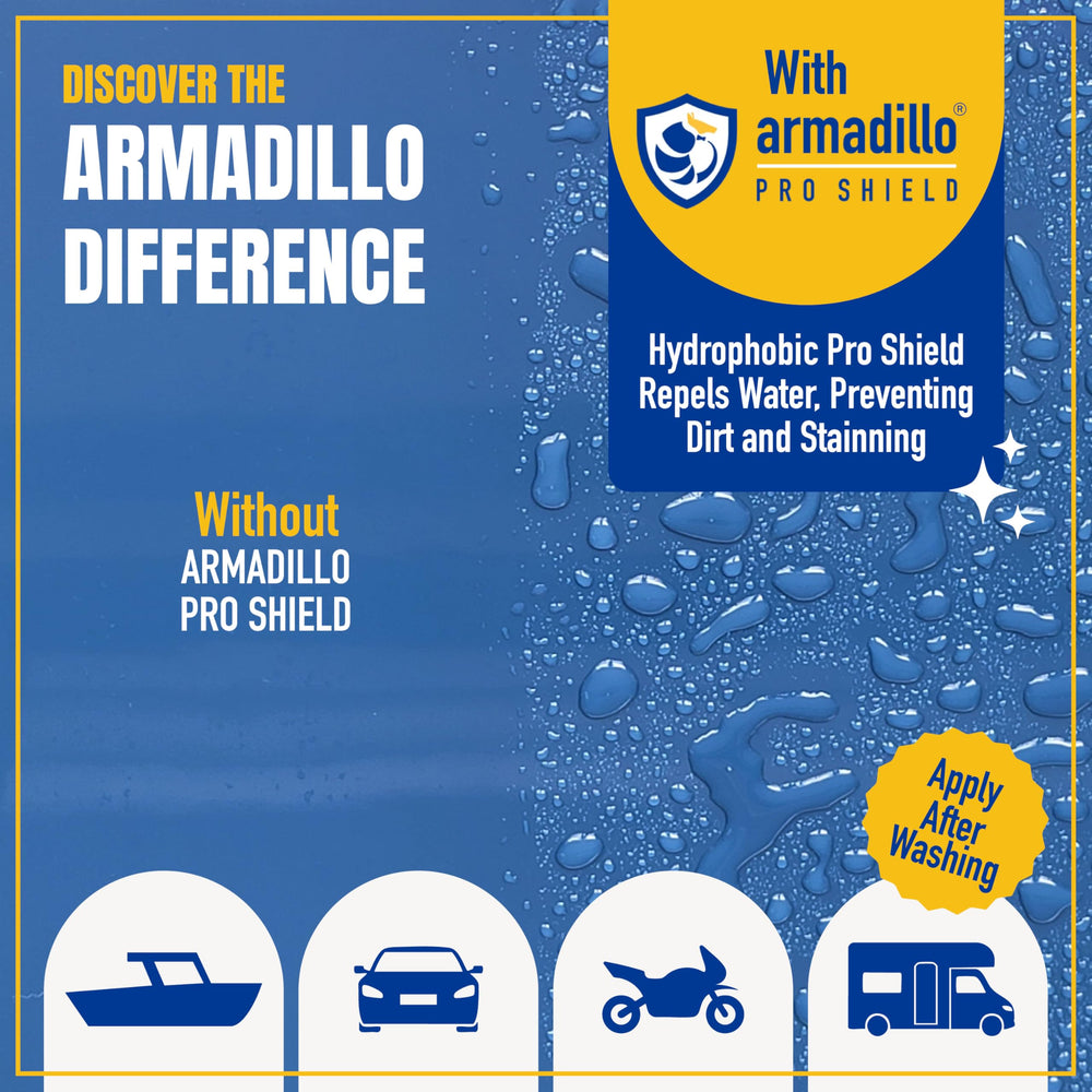 Armadillo Pro Shield water beading on paint demonstrating hydrophobic protection