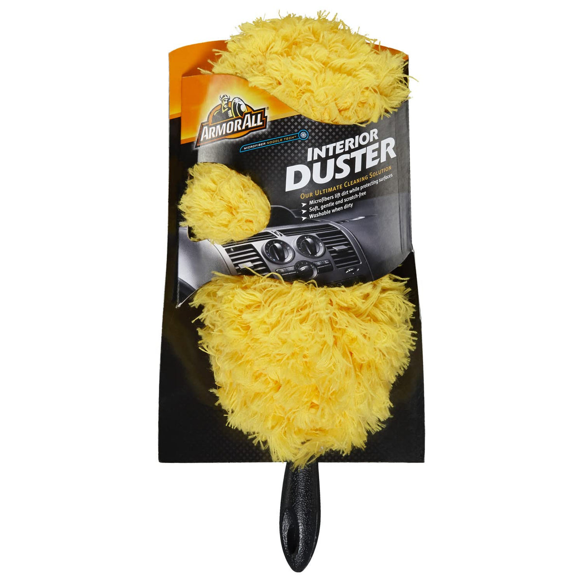 Armor All duster front view showing plush microfiber head and handle for easy dusting