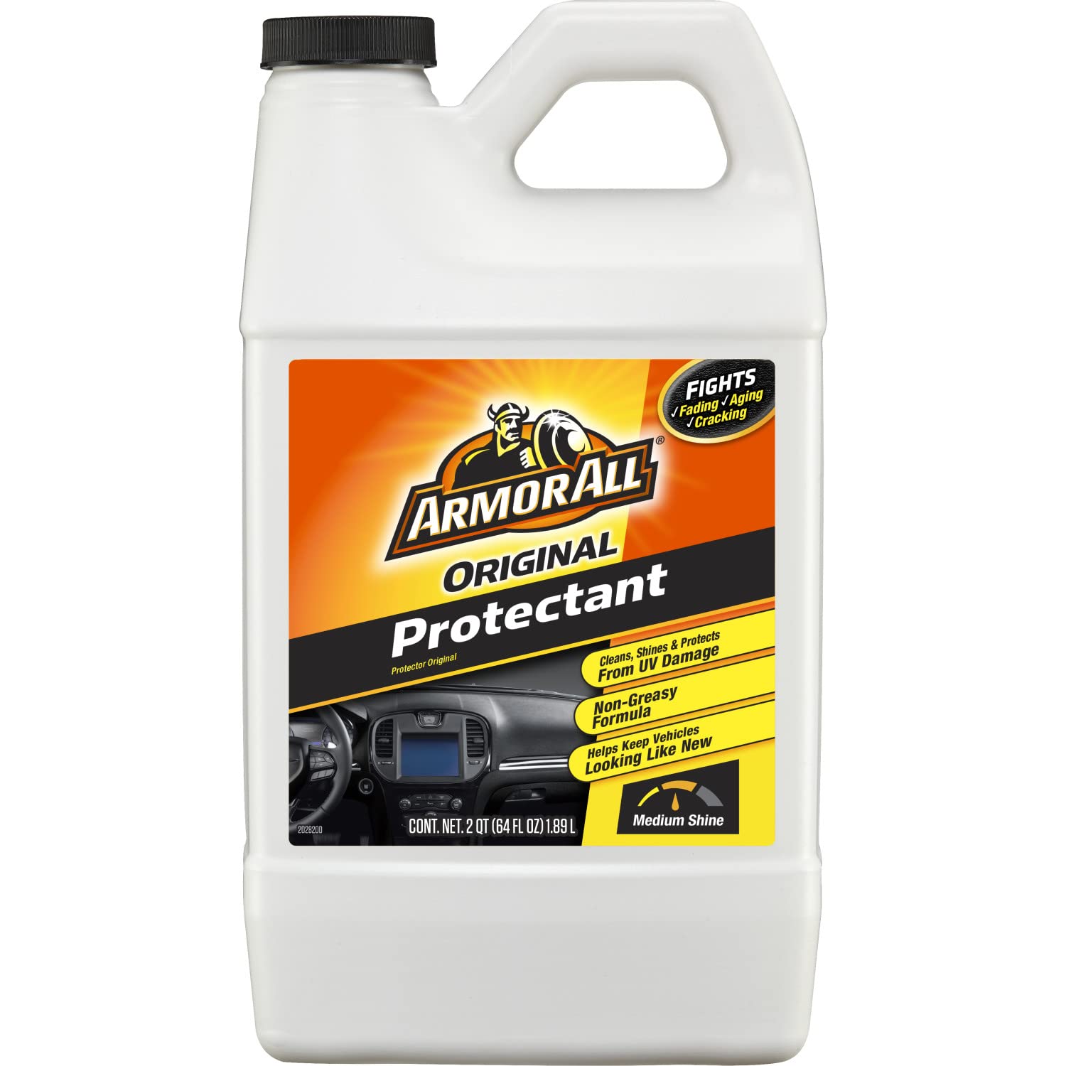 Armor All 64oz bottle beside common objects for size clarity