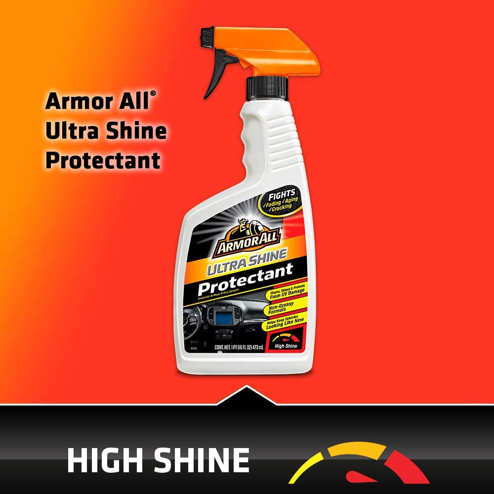 Armor All close-up of glossy formula texture highlighting deep shine benefit