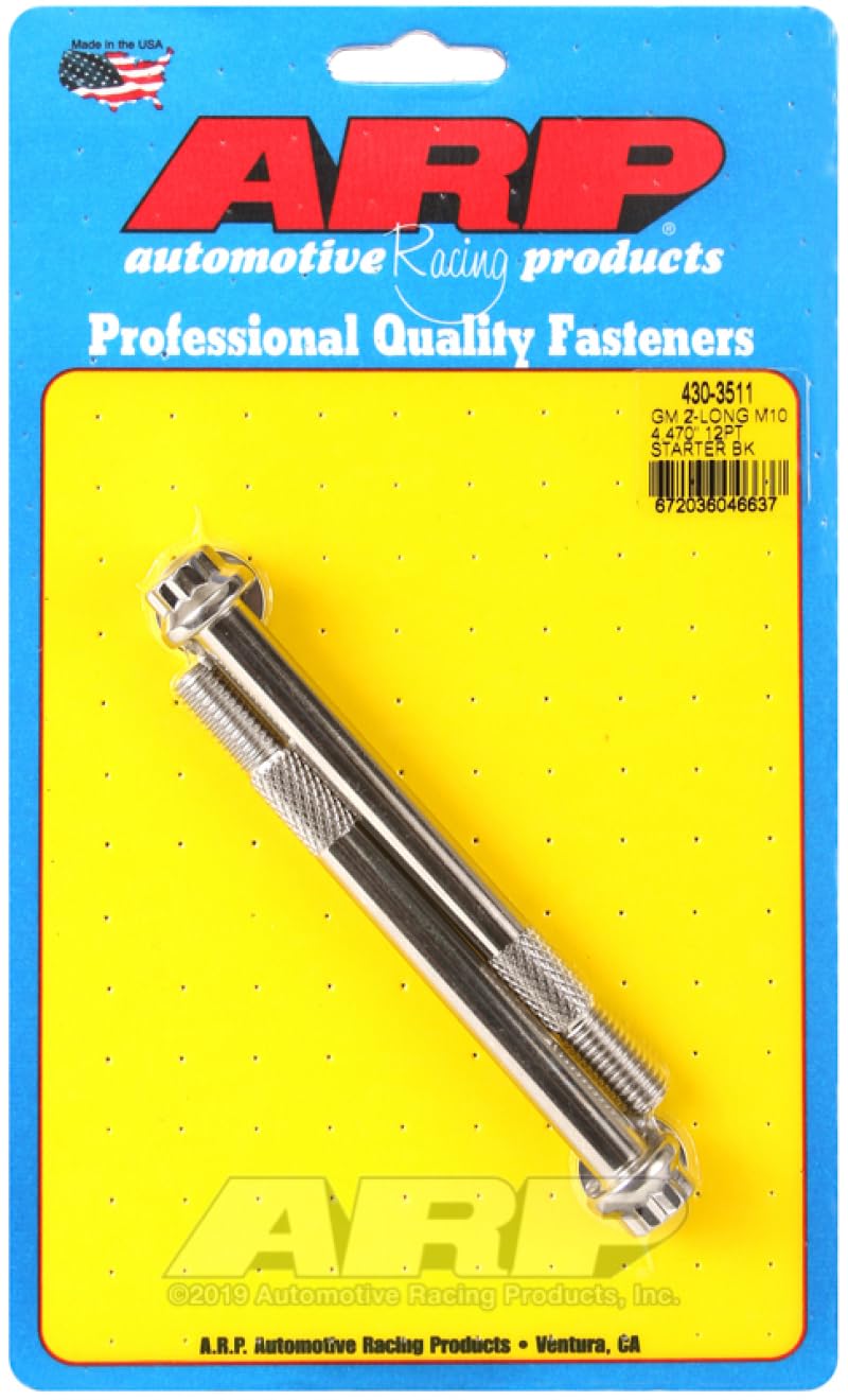 ARP starter bolt kit front packaging showing stainless bolts and fitment benefit