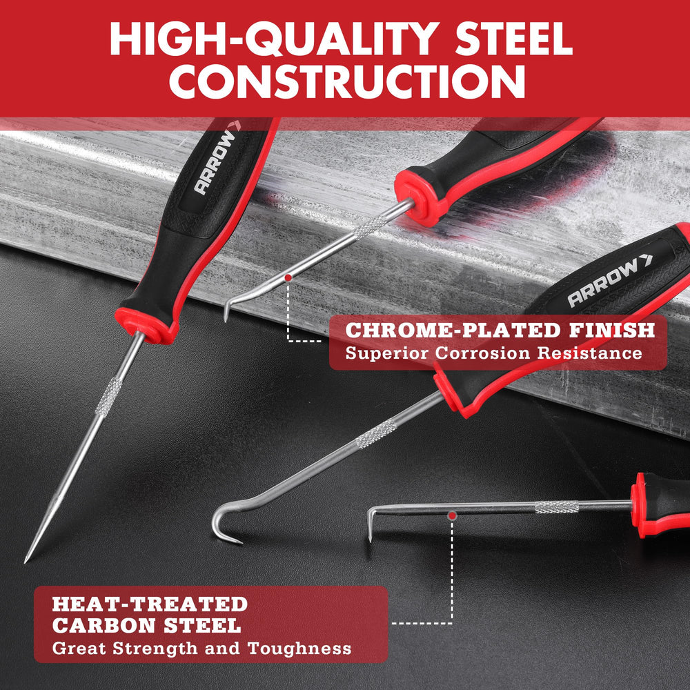 Arrow Fastener pick set used on car component to access seals and clips in tight space