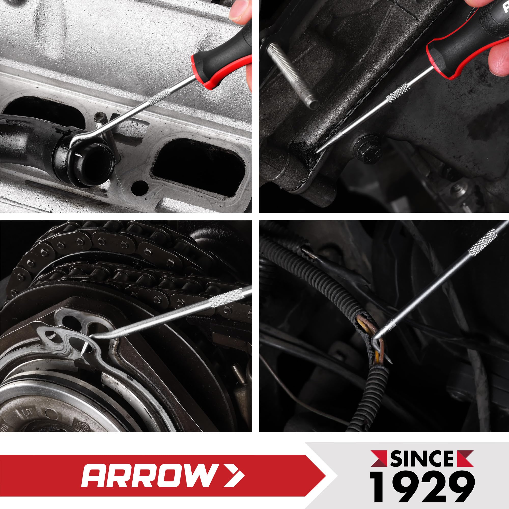 Arrow Fastener picks next to a ruler showing 5.8-inch length for scale and precision