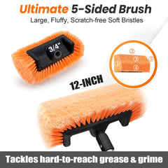 ARTIPOLY fully extended brush cleaning car roof reaching high areas safely