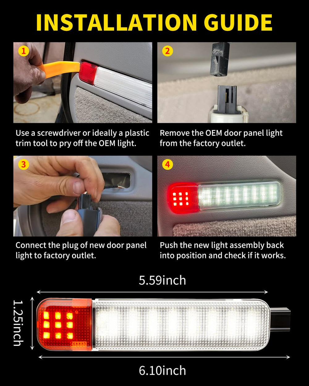 Asgohme interior lighting at night enhancing door and footwell visibility