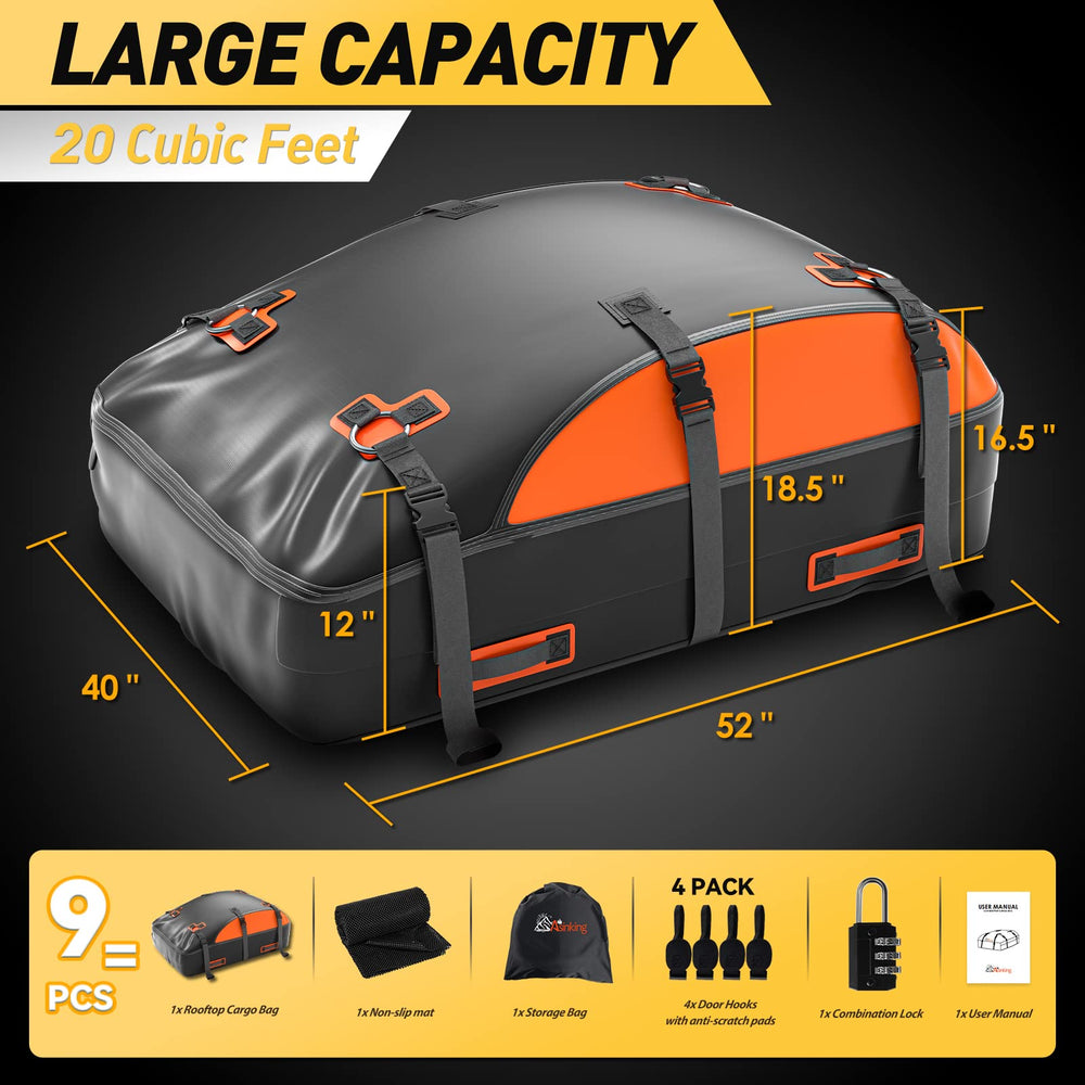 Asinking rooftop bag installed on SUV showing secure fit and reduced wind profile