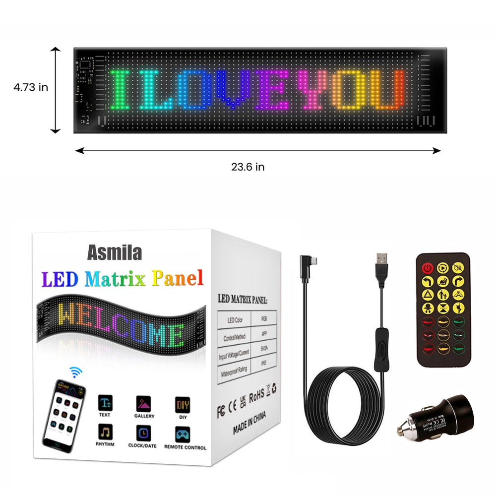 Asmila remote and 14.7 ft USB cable laid out, indicates flexible power options