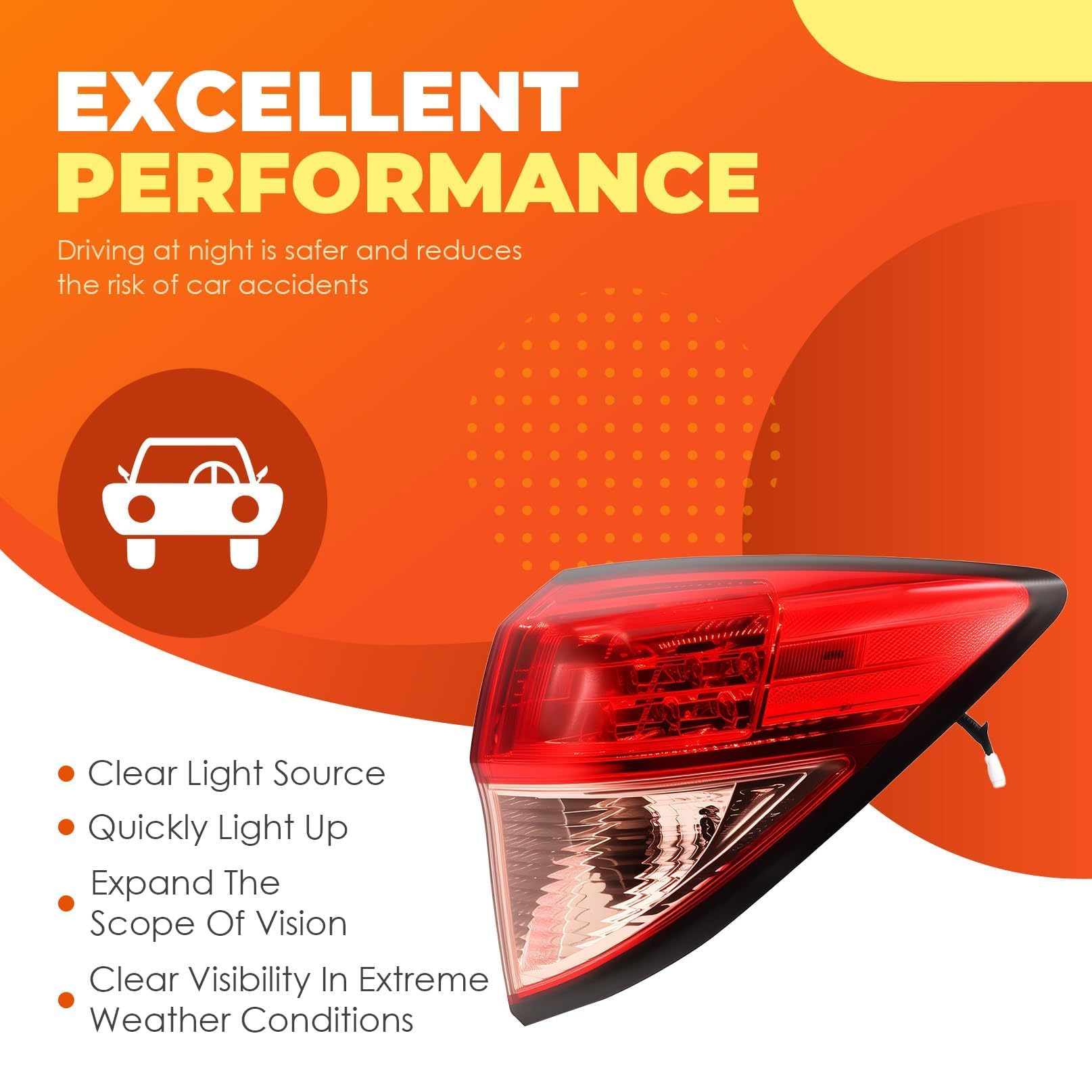 Aspaton tail light illuminated at night showing enhanced visibility and safer signaling benefit