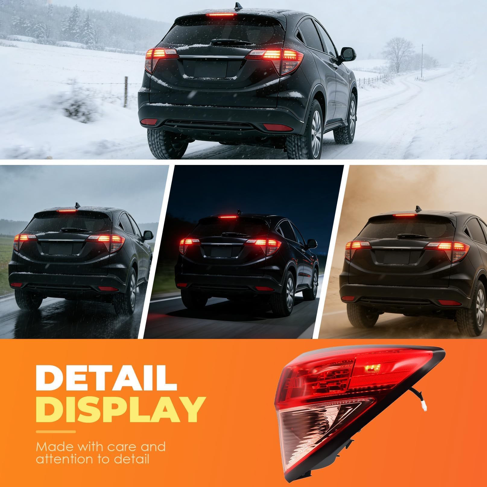 Aspaton tail light mounted on HR-V passenger side showing accurate fit and cohesive appearance benefit