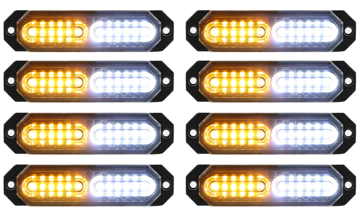 ASPL front view of eight ultra-slim strobes showing compact kit and bright warning capability