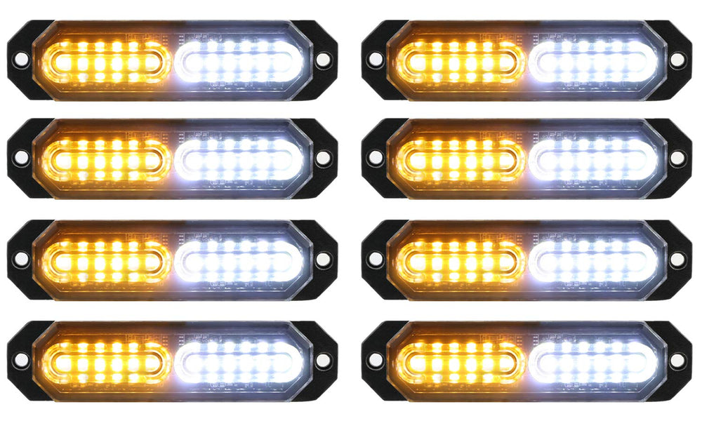 ASPL front view of eight ultra-slim strobes showing compact kit and bright warning capability