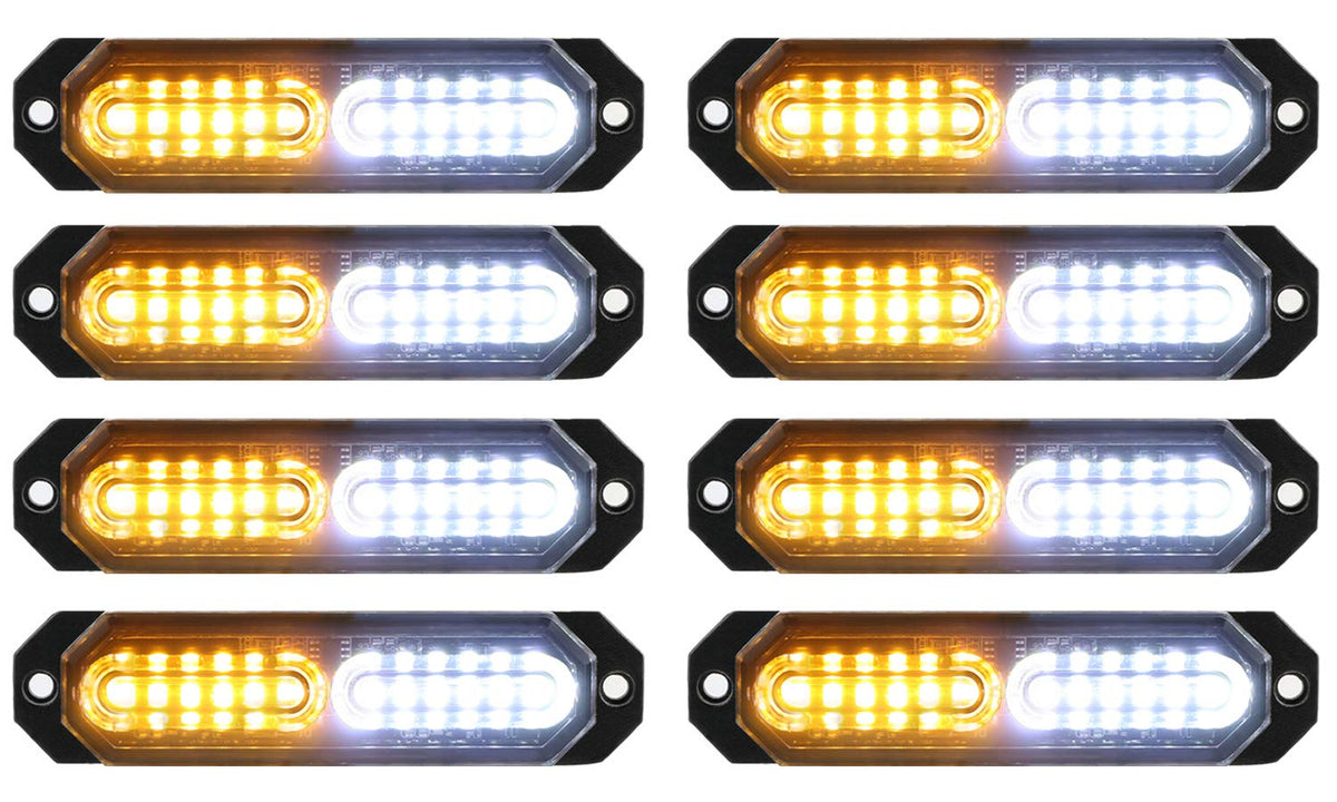 ASPL front view of eight ultra-slim strobes showing compact kit and bright warning capability