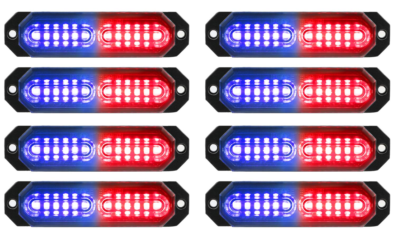 ASPL front view of 8-piece strobe kit showing slim pods and high visibility
