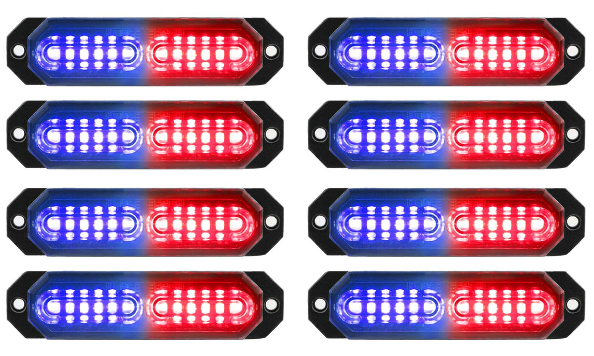 ASPL front view of 8-piece strobe kit showing slim pods and high visibility