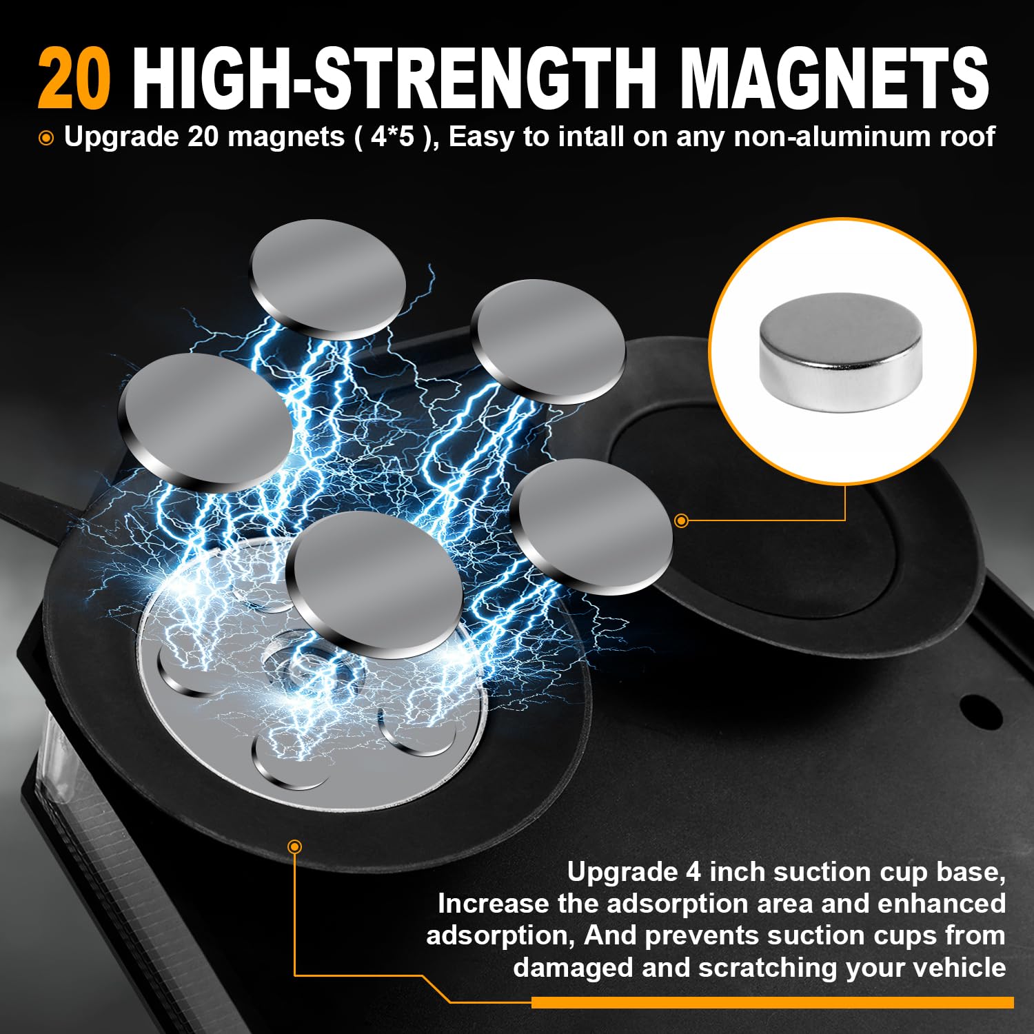 ASPL magnetic base detail with rubber padding protecting vehicle paint benefit