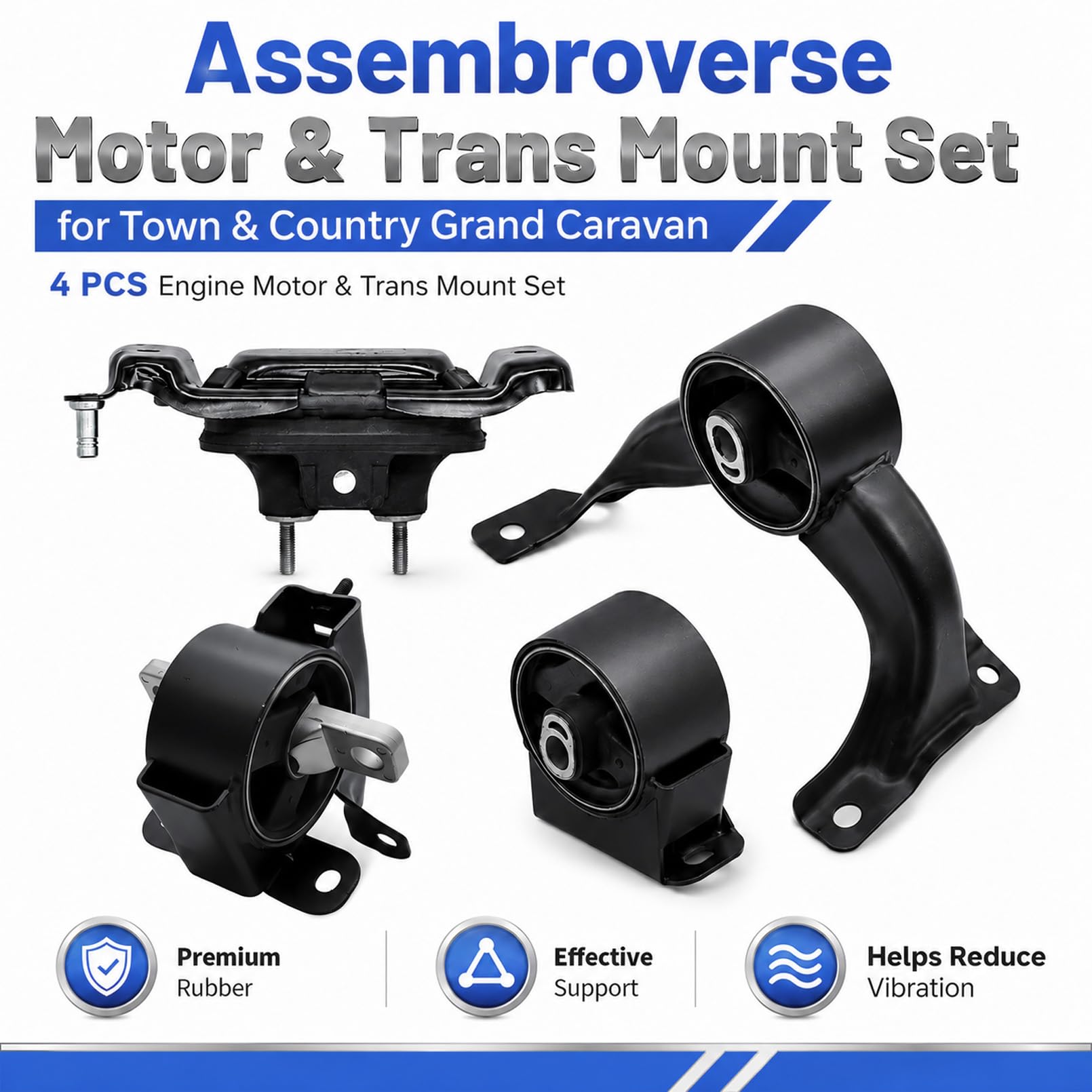 Assembroverse hydraulic right mount close-up highlighting vibration reduction benefit