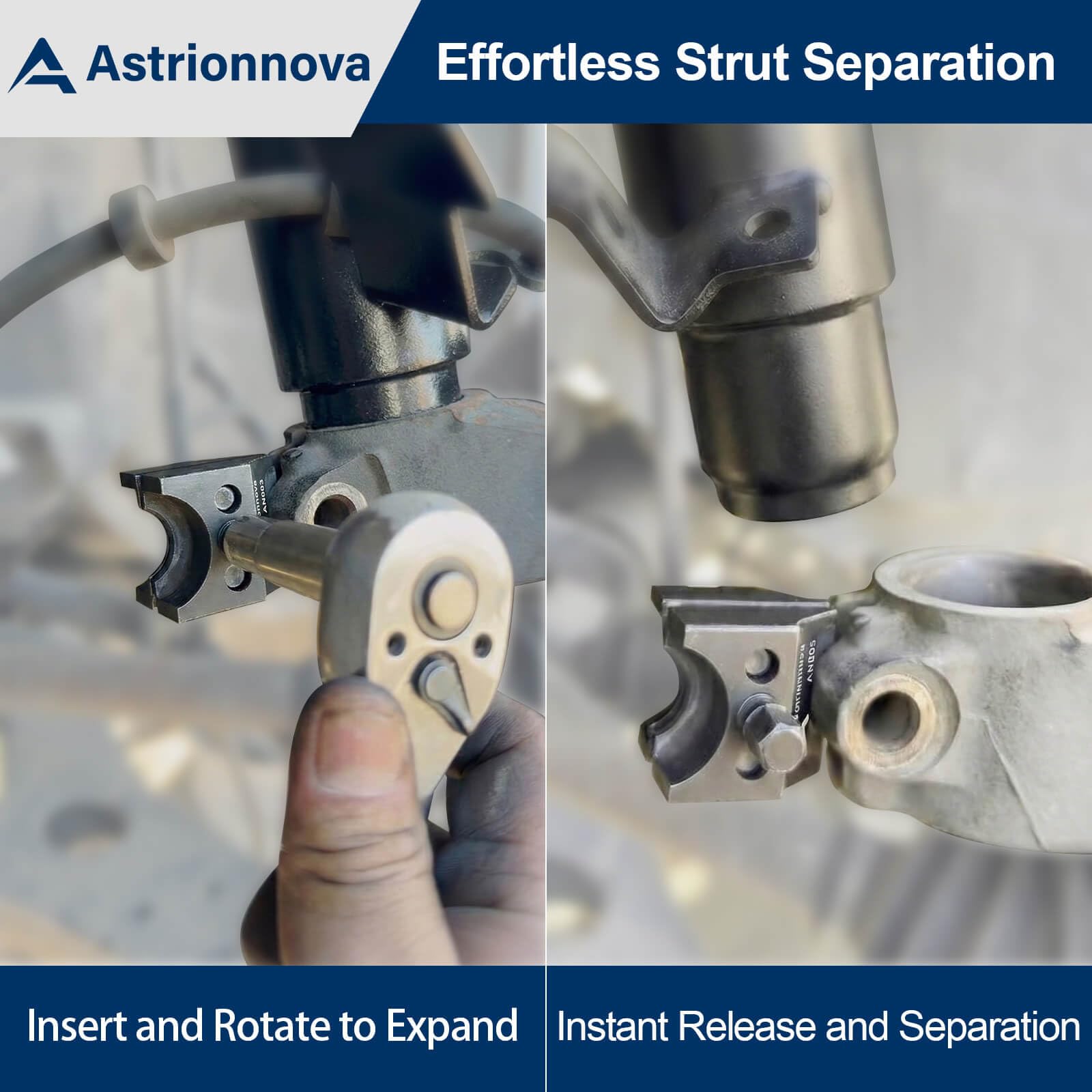 Astrionnova lower end separator popping ball joint with safe controlled force