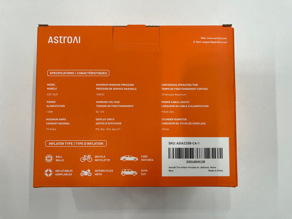 AstroAI AIRUN H LED flashlight illuminated for safe nighttime inflation