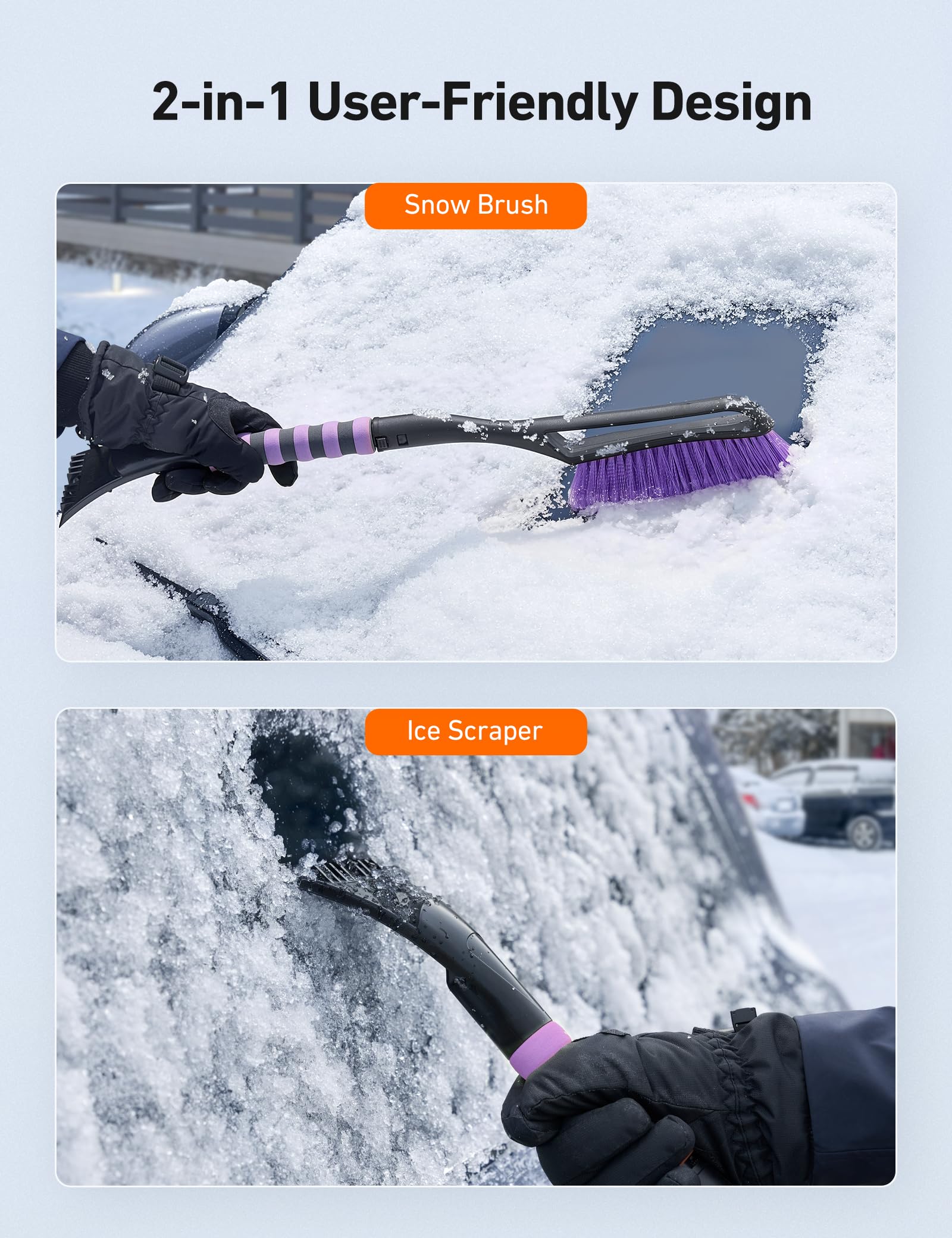 AstroAI close-up of soft split bristles protecting paint while sweeping