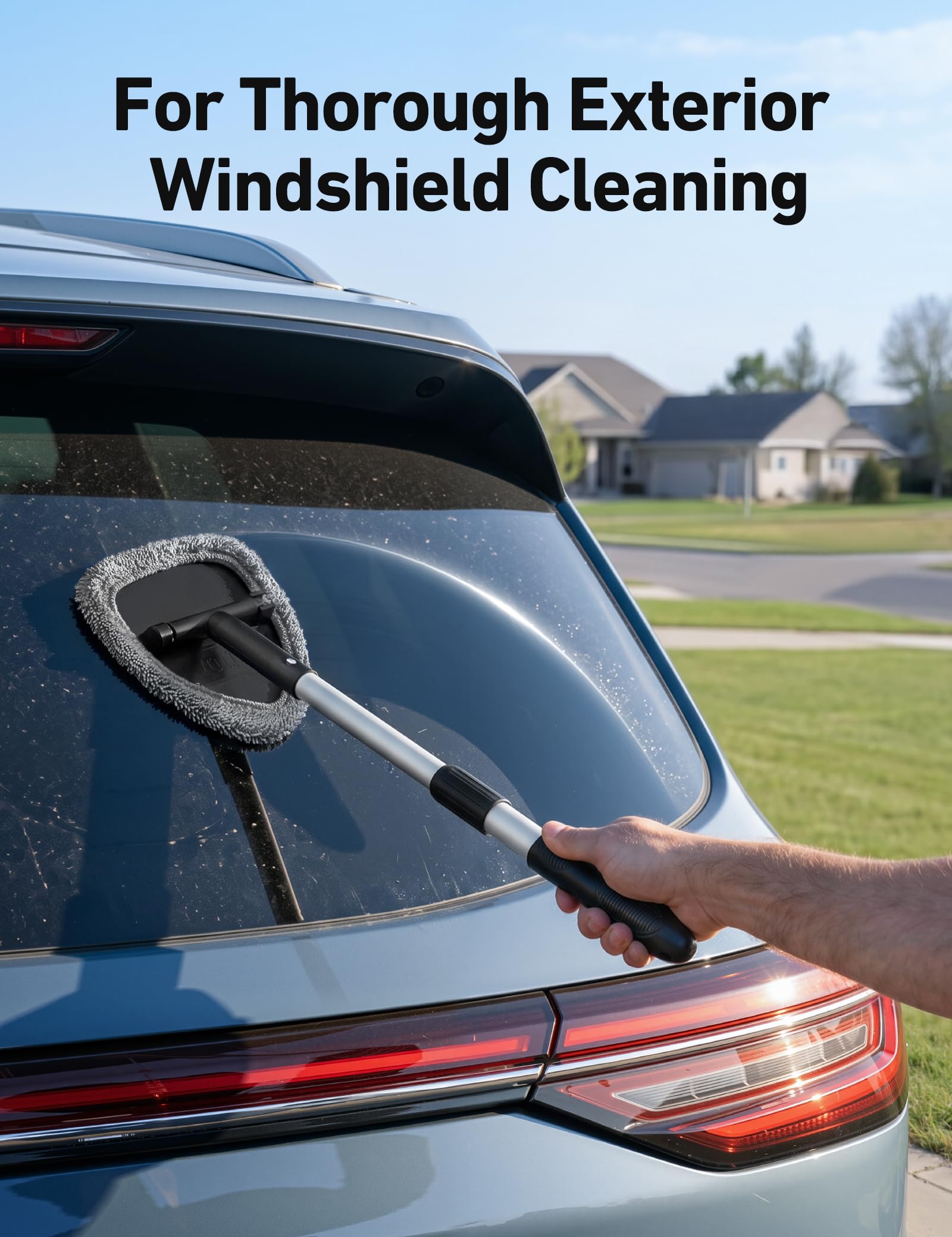 AstroAI tool cleaning car interior window showing easy one-person use
