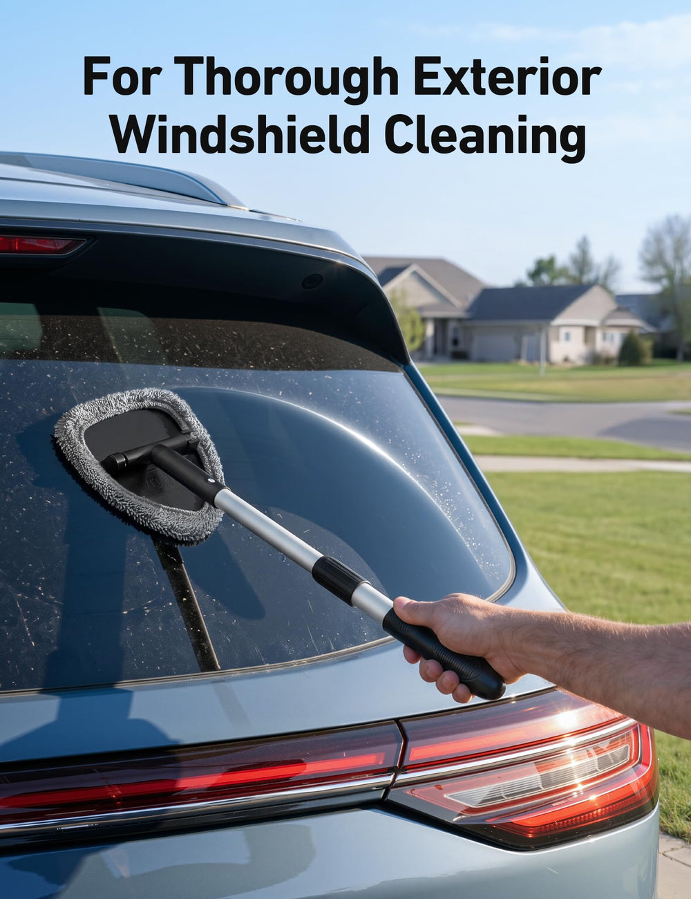 AstroAI tool cleaning car interior window showing easy one-person use